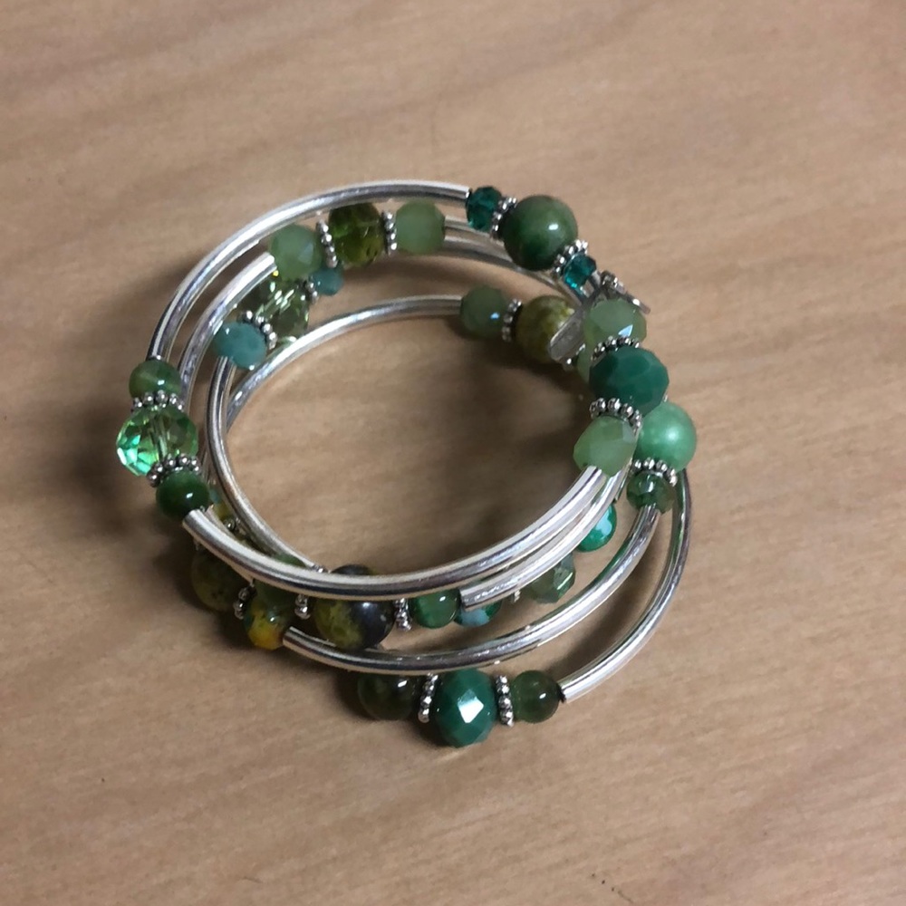 Beaded wrap bracelet, sterling silver
